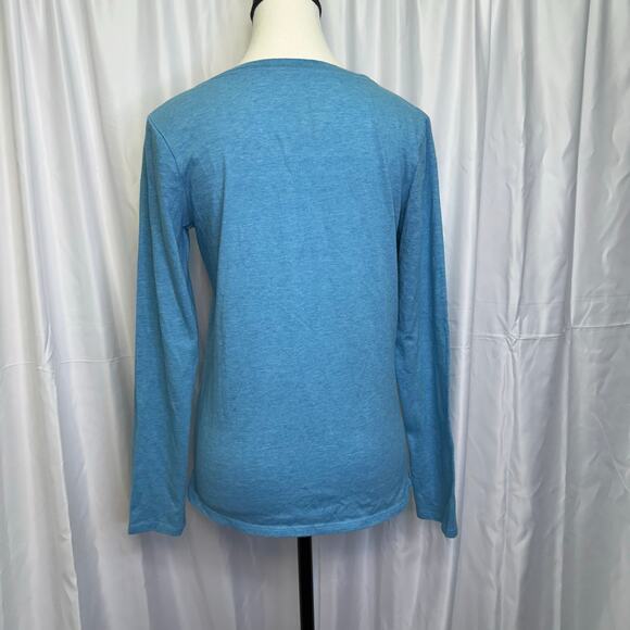 Nike Dri-FIT Blue V-Neck Long Sleeve Tee Shirt Size M Athletic Cut - Picture 4 of 9